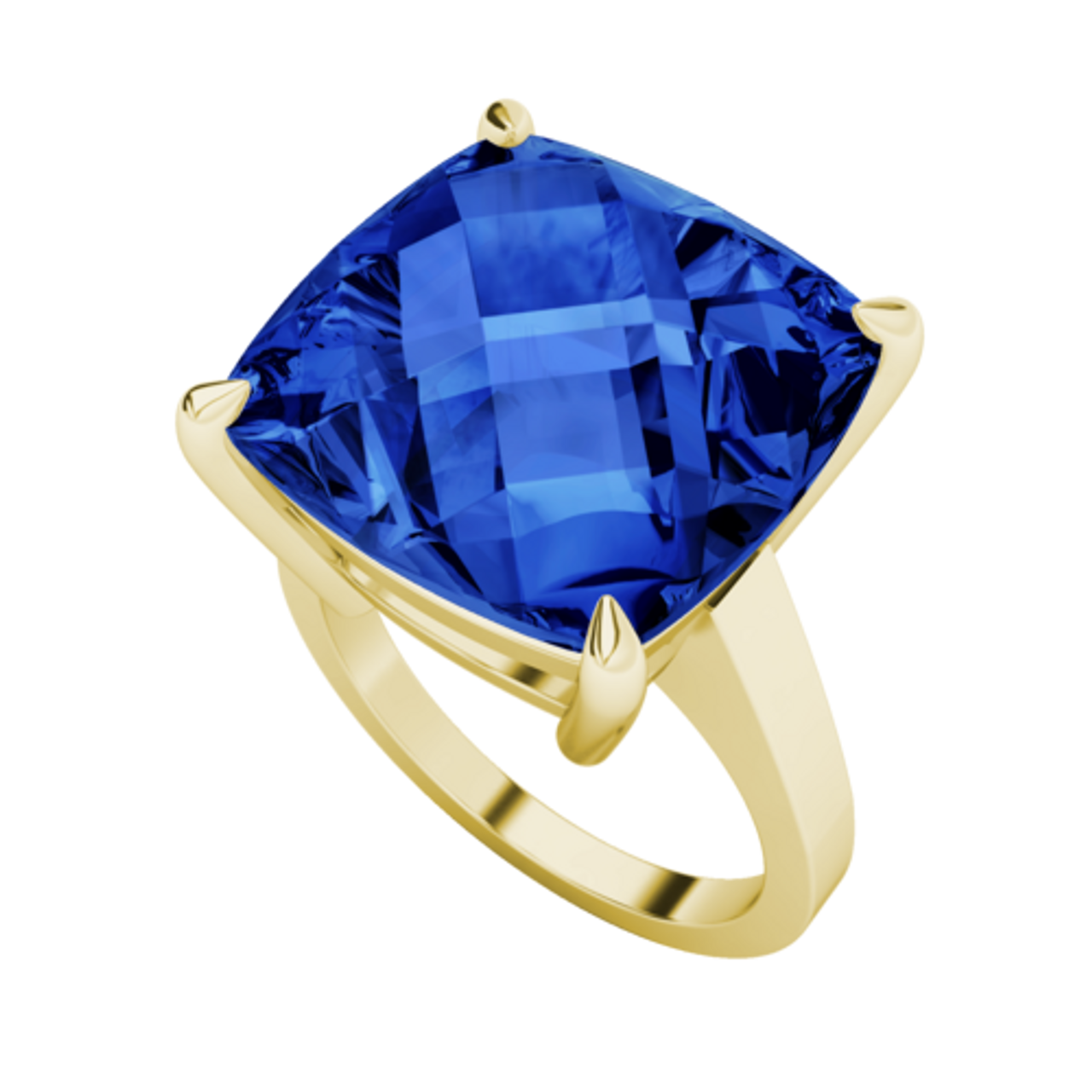 CUSHION CHECKERBOARD GEMSTONE RING