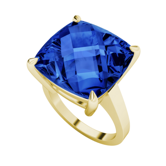 CUSHION CHECKERBOARD GEMSTONE RING