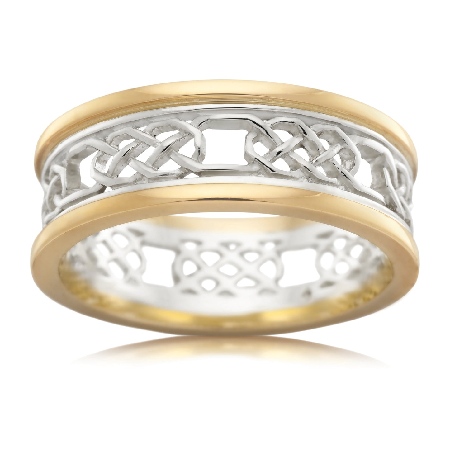 Celtic Heavy Two Tone Gold Ring, Structured Knot Band
