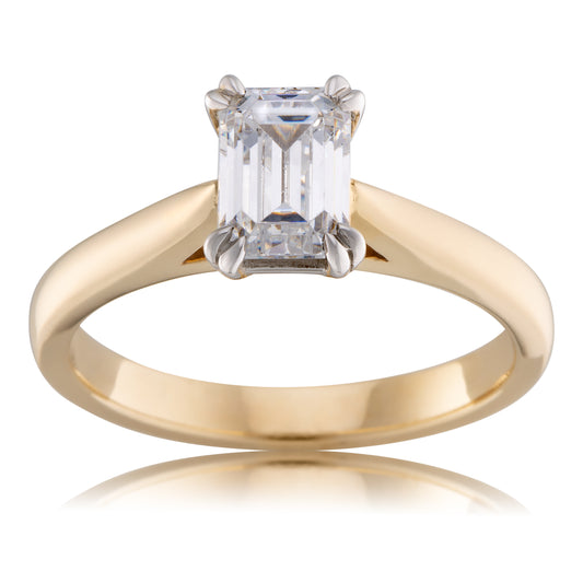 Emerald Cut 1.0ct Diamond Engagement Ring in Two Tone 9ct Gold