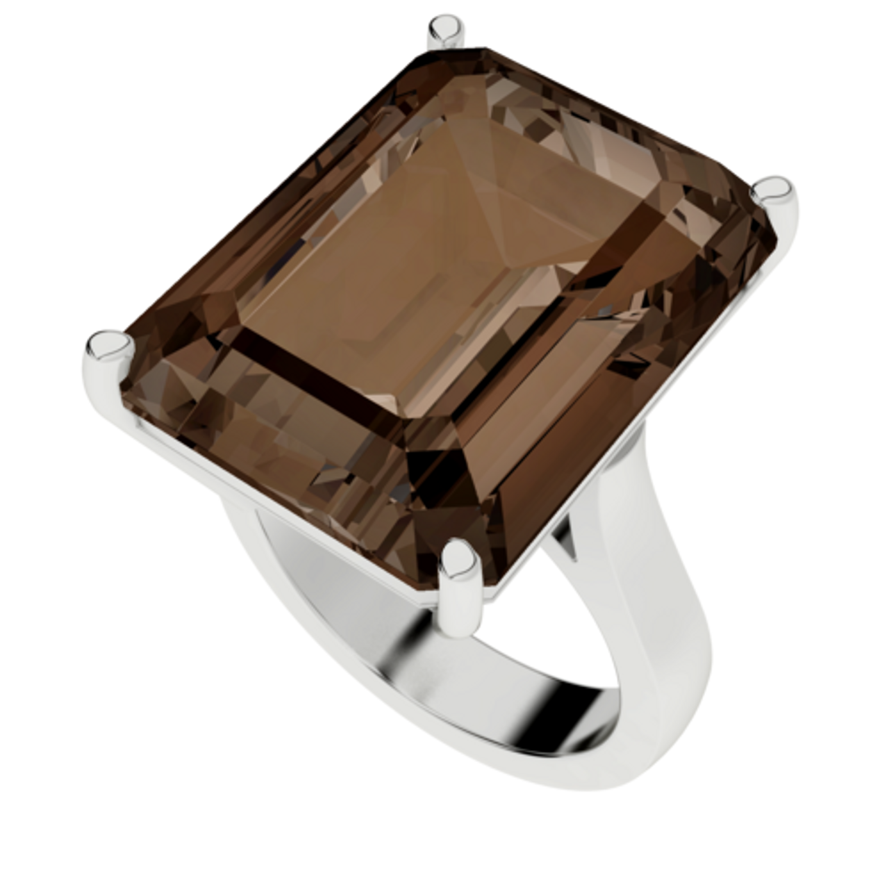 EMERALD CUT SILVER RING