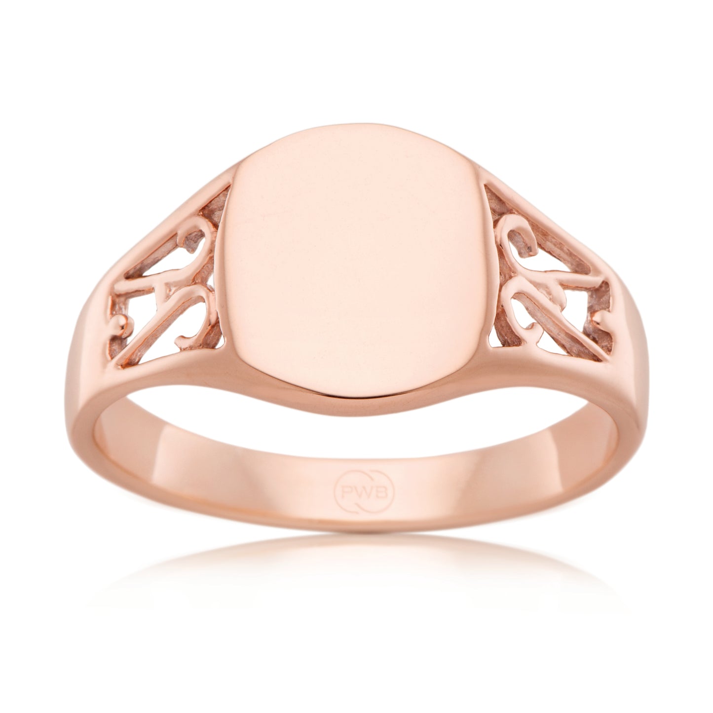 Celtic Filigree Signet Ring in Rose Gold, Detailed Statement Ring