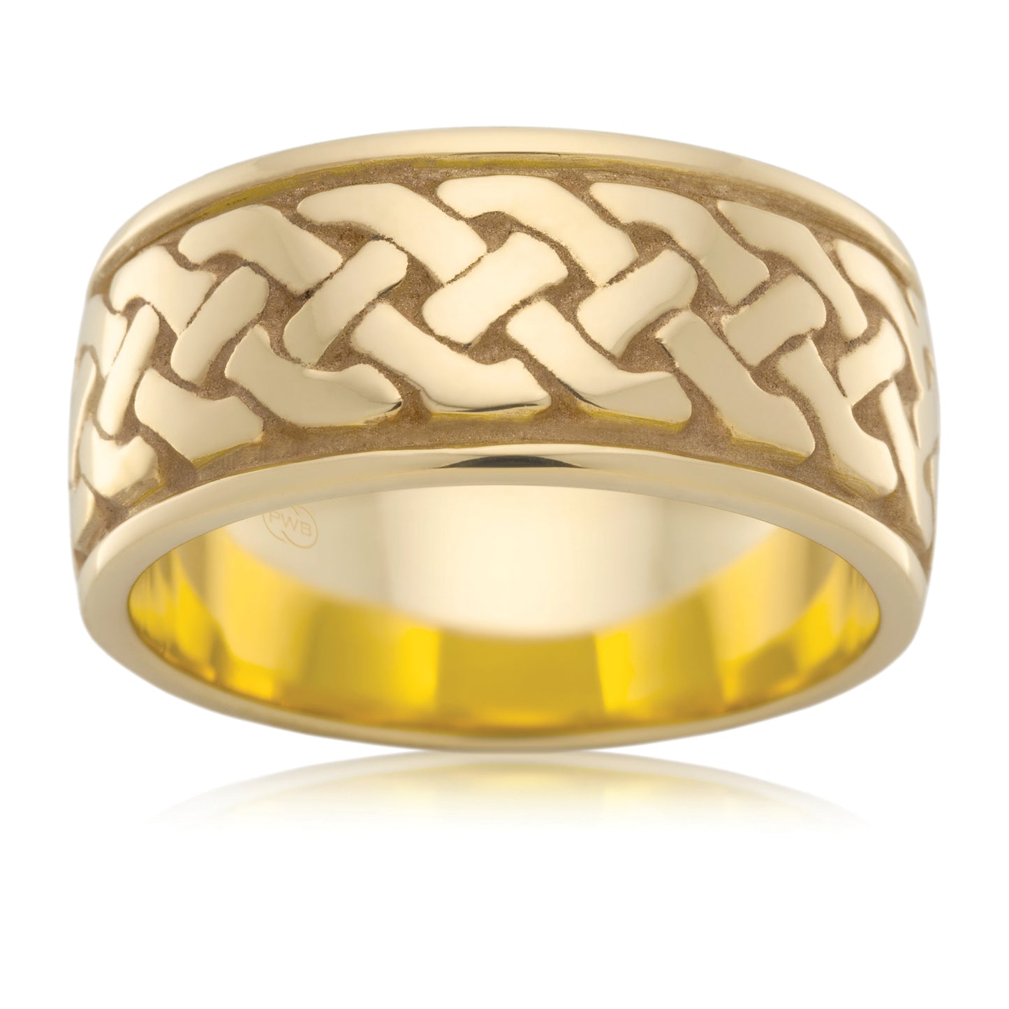 Celtic Heavy Gold Ring, Wide Statement Band