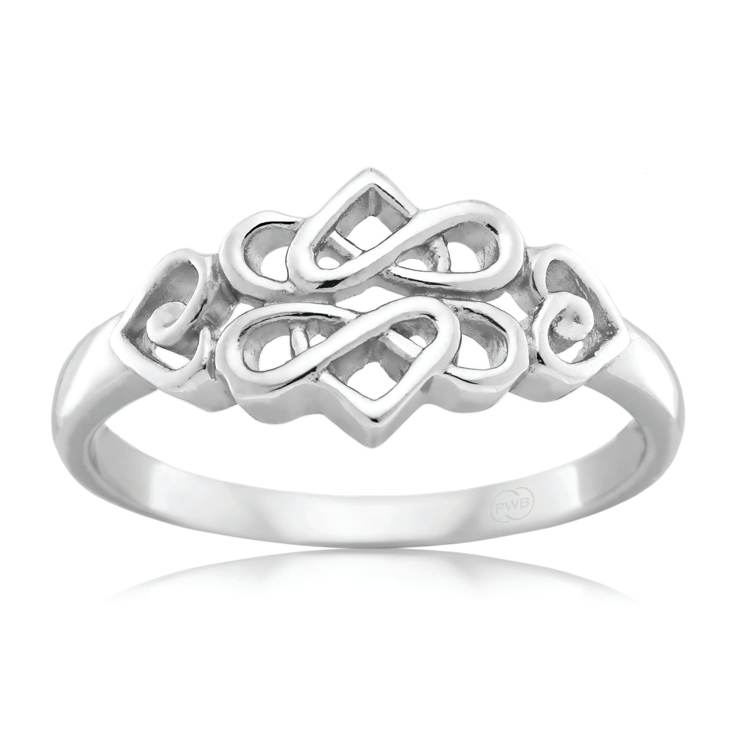 Celtic White Gold Dress Ring, Classic Knot Detail