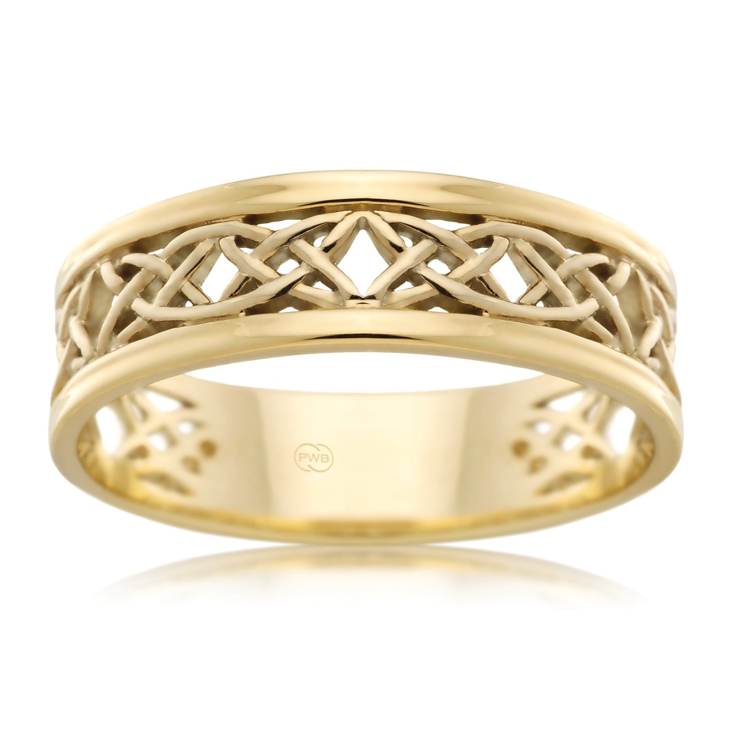 Celtic Yellow Gold Wedding Ring, Classic Structured Band