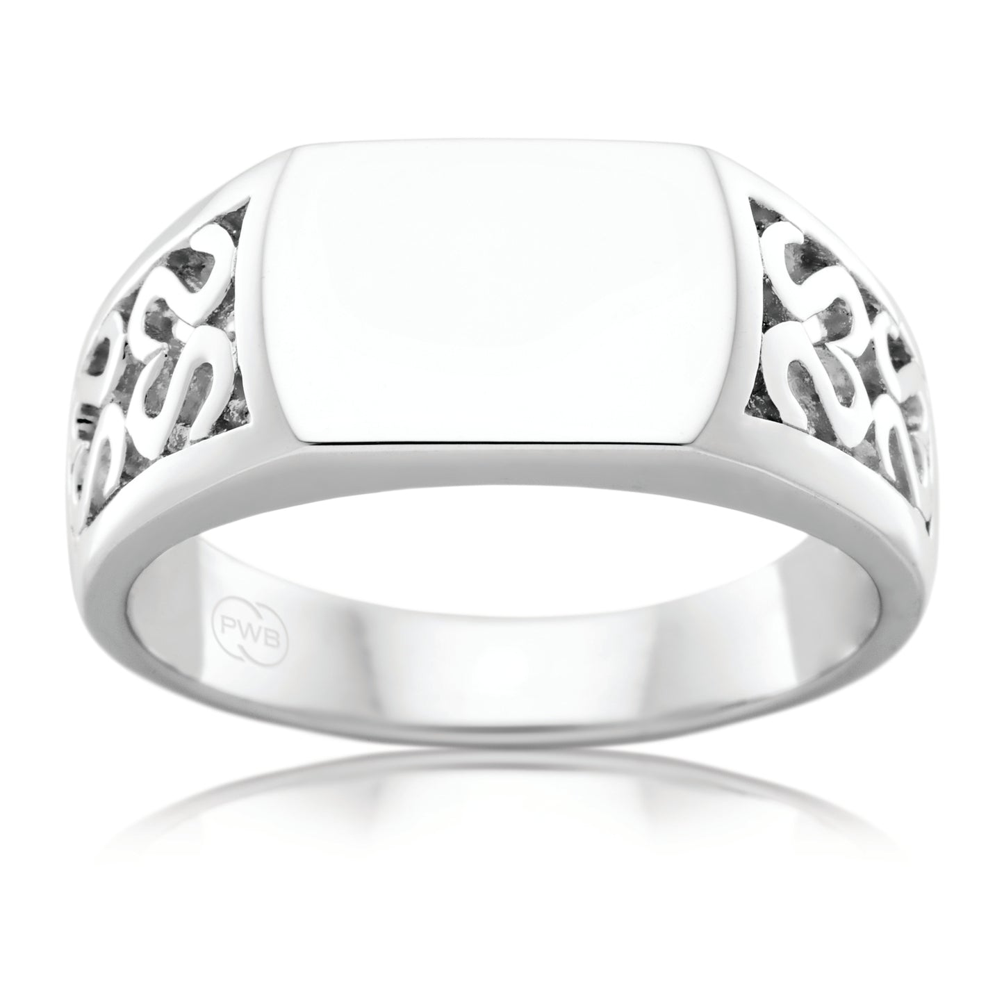 Celtic White Gold Signet Ring, Refined Heritage Style