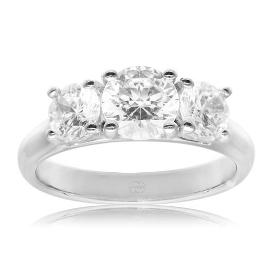 Round 1.0ct and Side 0.50ct Diamond Engagement Ring in 9ct White Gold