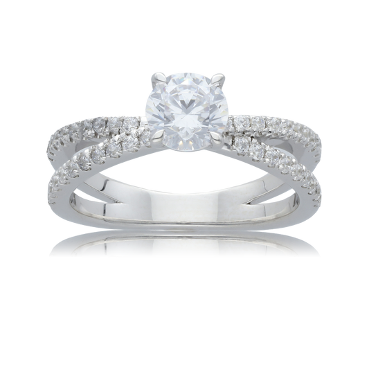 Round 0.75ct Diamond Engagement Ring with Diamond Accents in 9ct White Gold