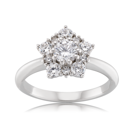 Round 0.50ct Diamond Engagement Ring with Diamond Accents in 9ct White Gold