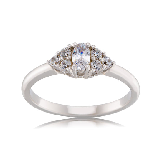 Oval 0.25ct Diamond Engagement Ring with Diamond Accents in 9ct White Gold