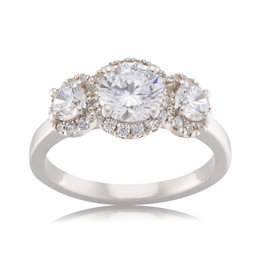 Diamond Engagement Ring with Side Stones in 9ct White Gold