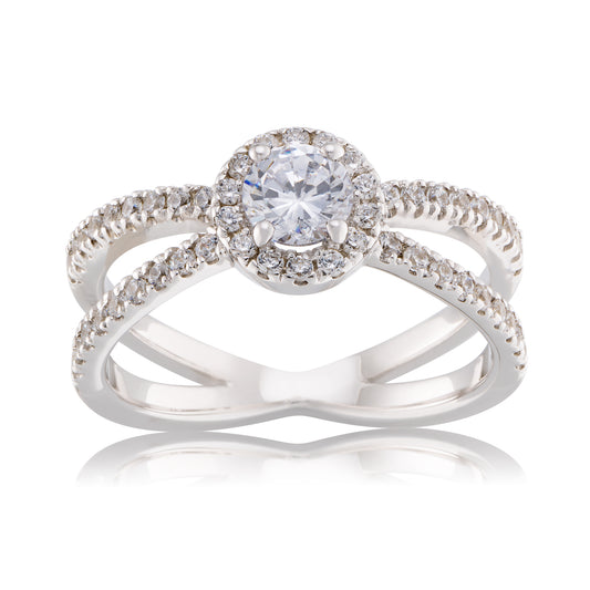 Round 0.50ct Diamond Engagement Ring with Diamond Accents in 9ct White Gold