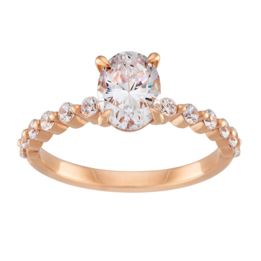 Oval 1.0ct Diamond Engagement Ring with Diamond Accents in 9ct Pink Gold