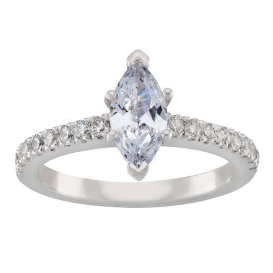 Marquise 1.0ct Diamond Engagement Ring with Diamond Accents in 9ct White Gold