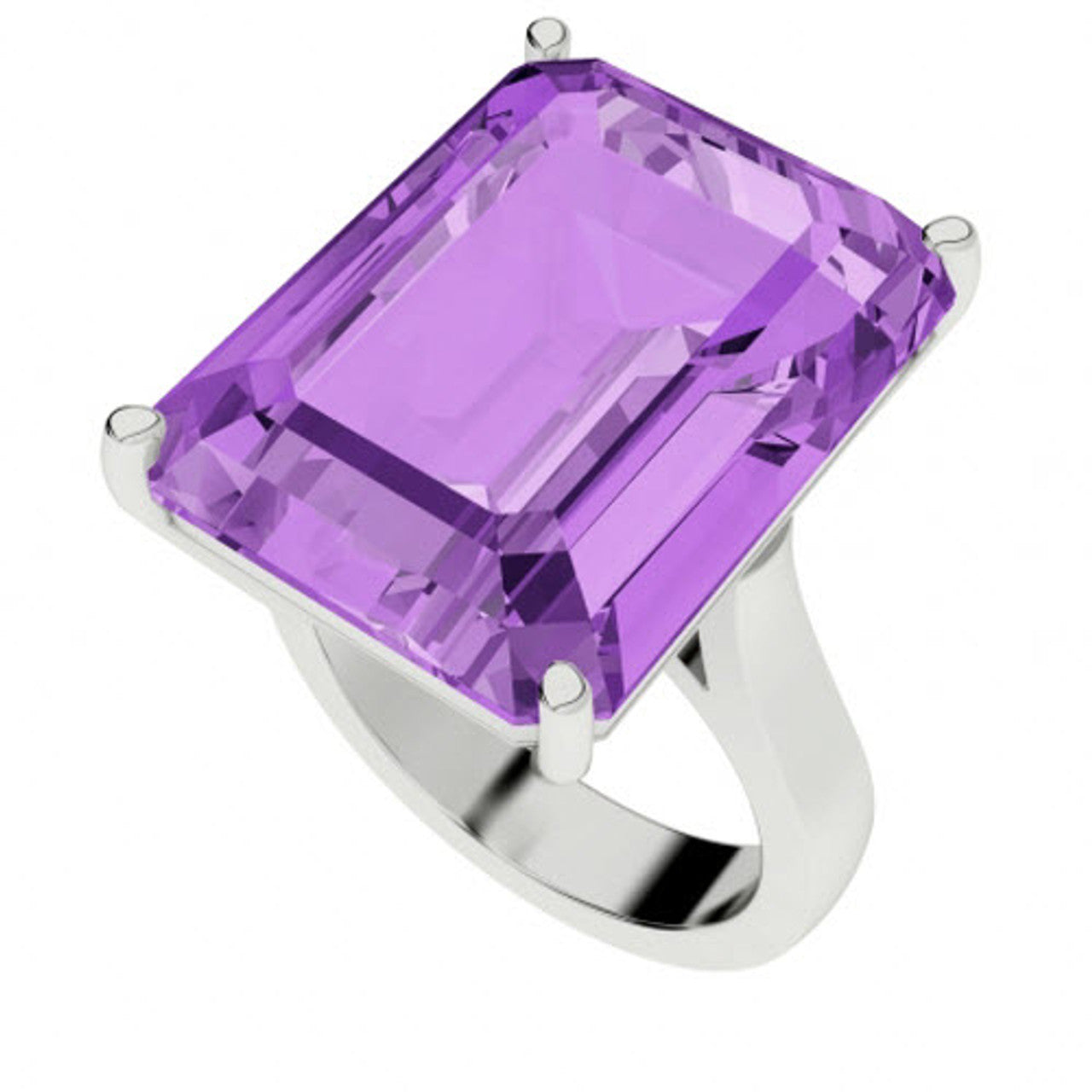 EMERALD CUT SILVER RING