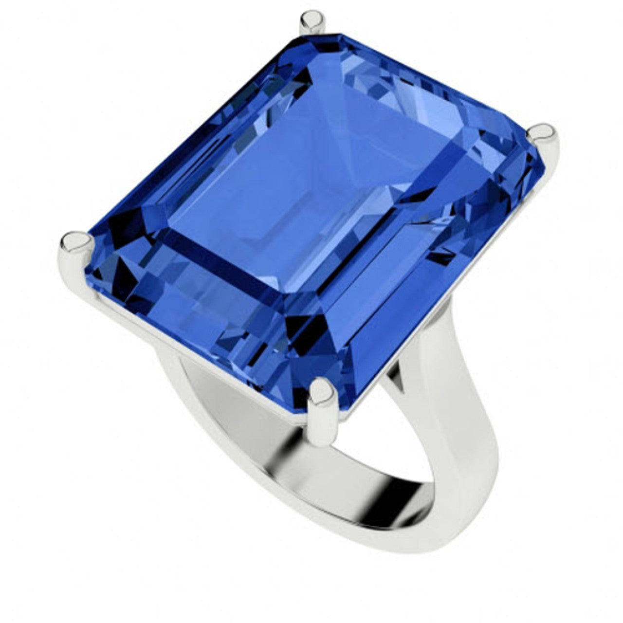 EMERALD CUT SILVER RING