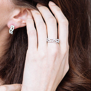 Infinite Tressé Half Pavé Diamond Ring