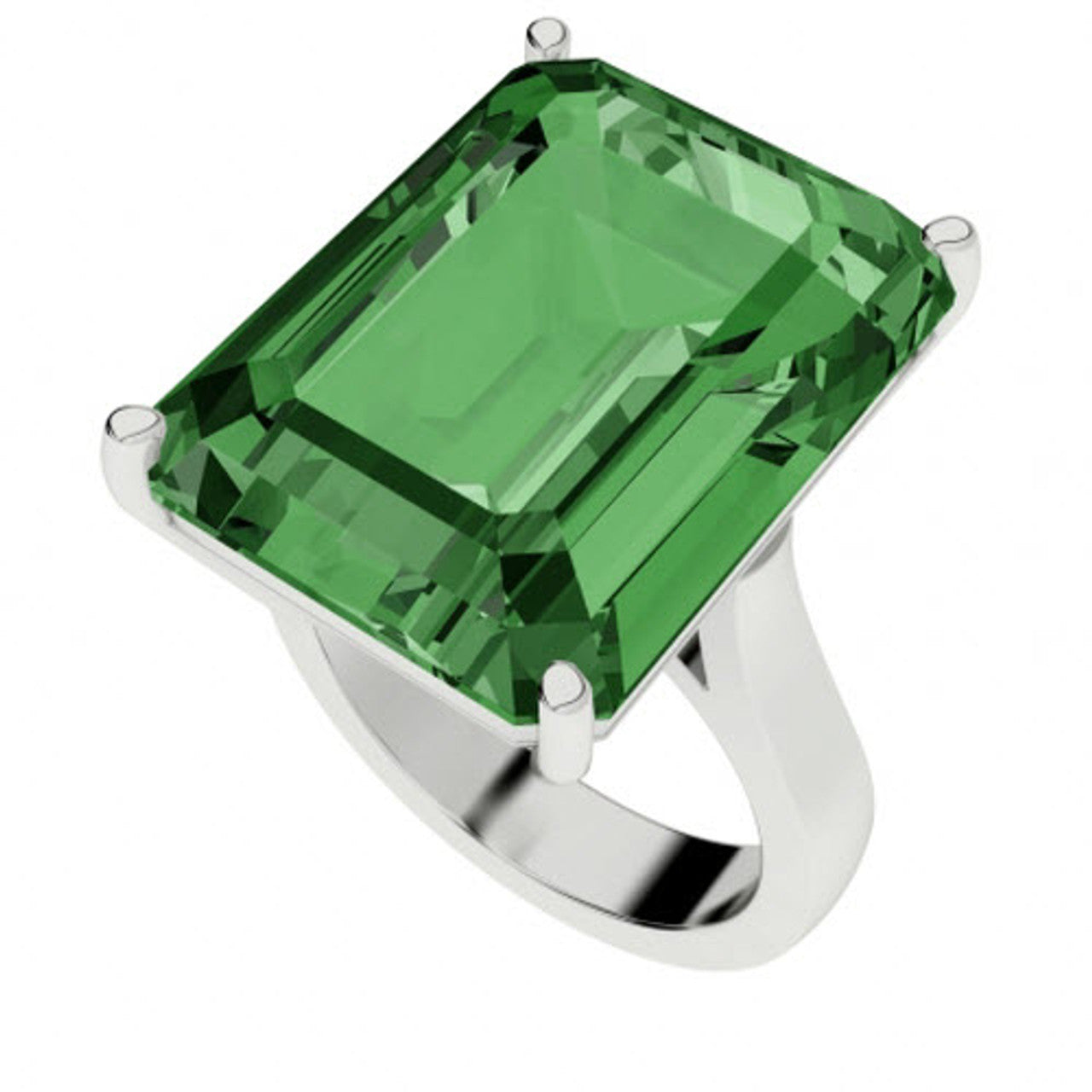 EMERALD CUT SILVER RING