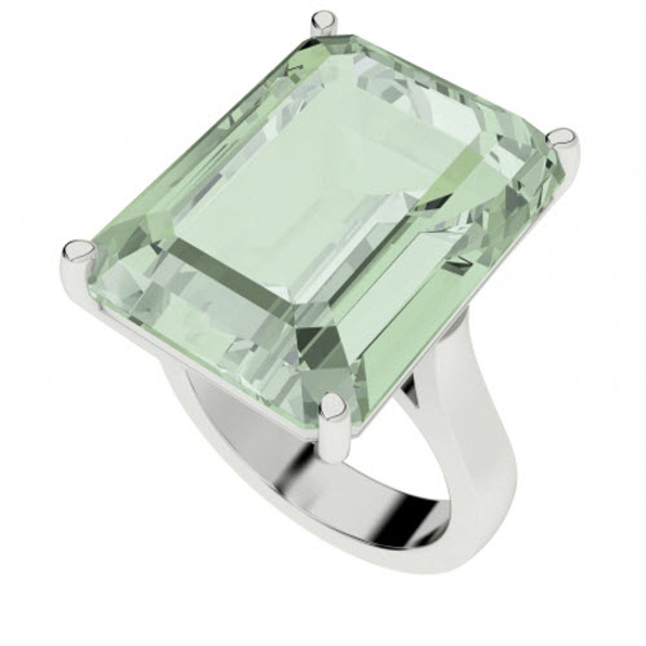 EMERALD CUT SILVER RING