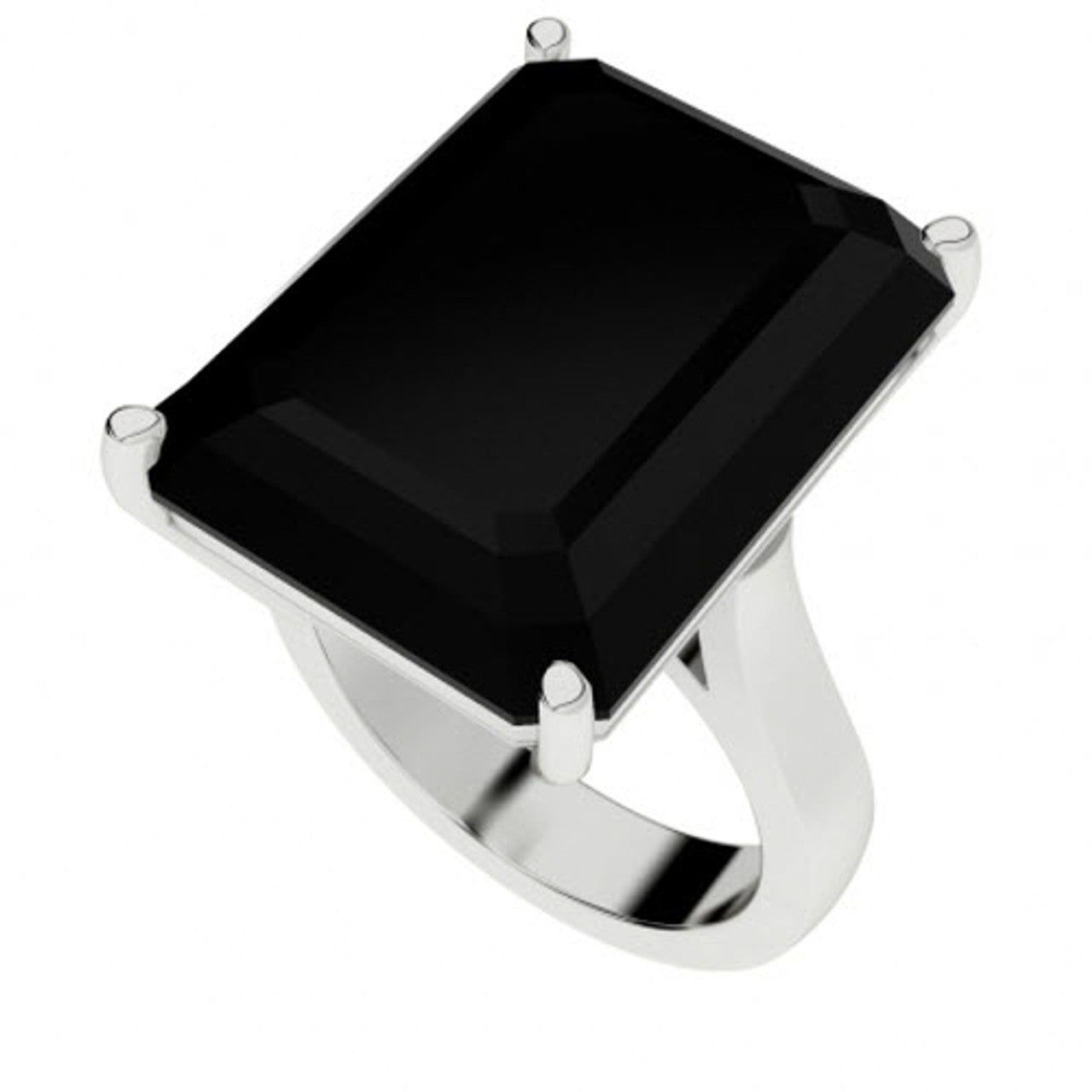 EMERALD CUT SILVER RING