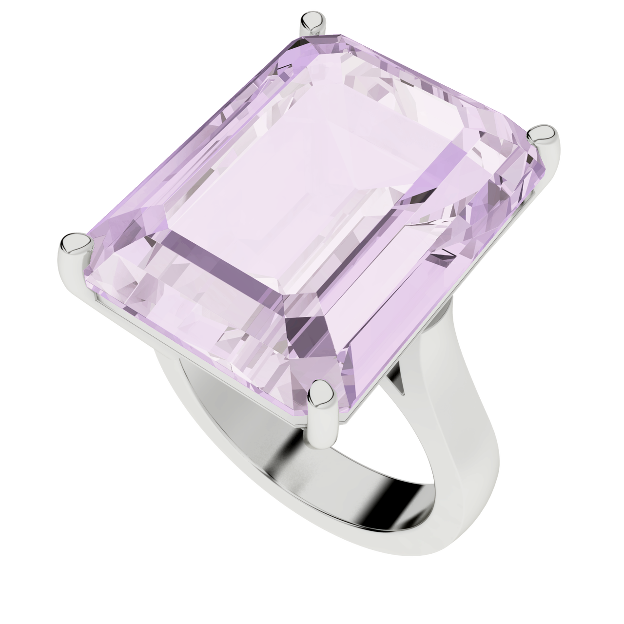 EMERALD CUT SILVER RING