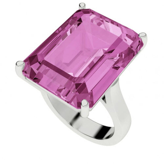 EMERALD CUT SILVER RING