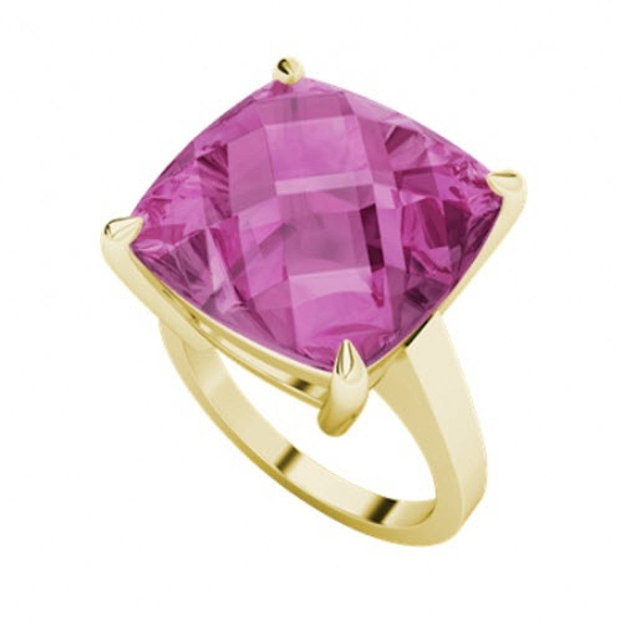 CUSHION CHECKERBOARD GEMSTONE RING