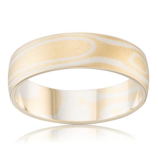 CLASSIC MOKUME GANE WEDDING RING IN PATTERNED GOLD (6MM)