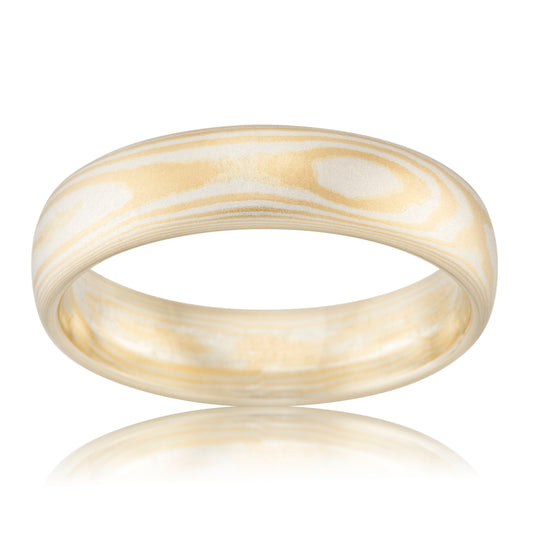 REFINED MOKUME GANE WEDDING RING IN PATTERNED GOLD (6MM)