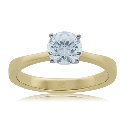 Round Diamond Engagement Ring in Two Tone 9ct Gold