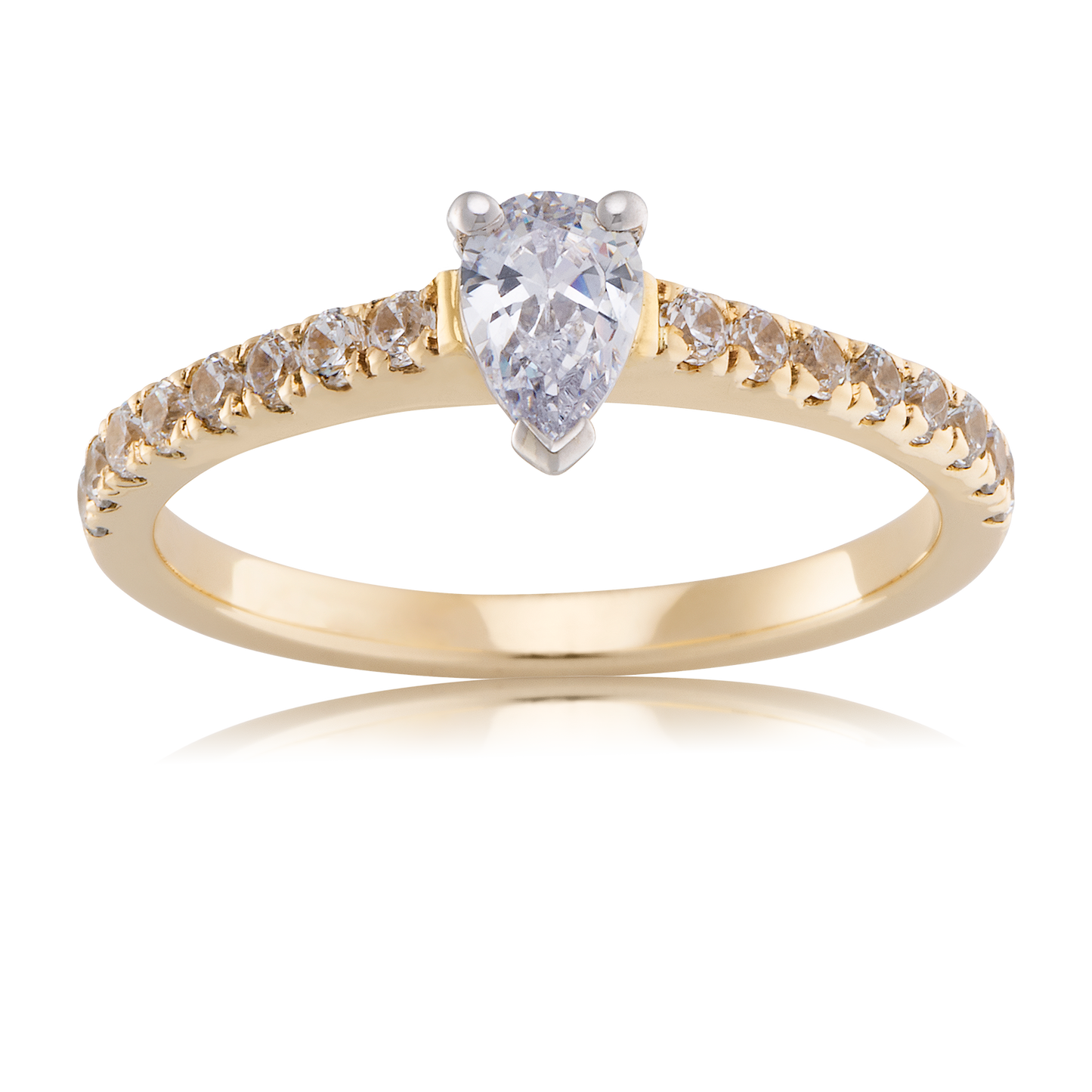Pear Diamond Engagement Ring with Diamond Accents in Two Tone 9ct Gold