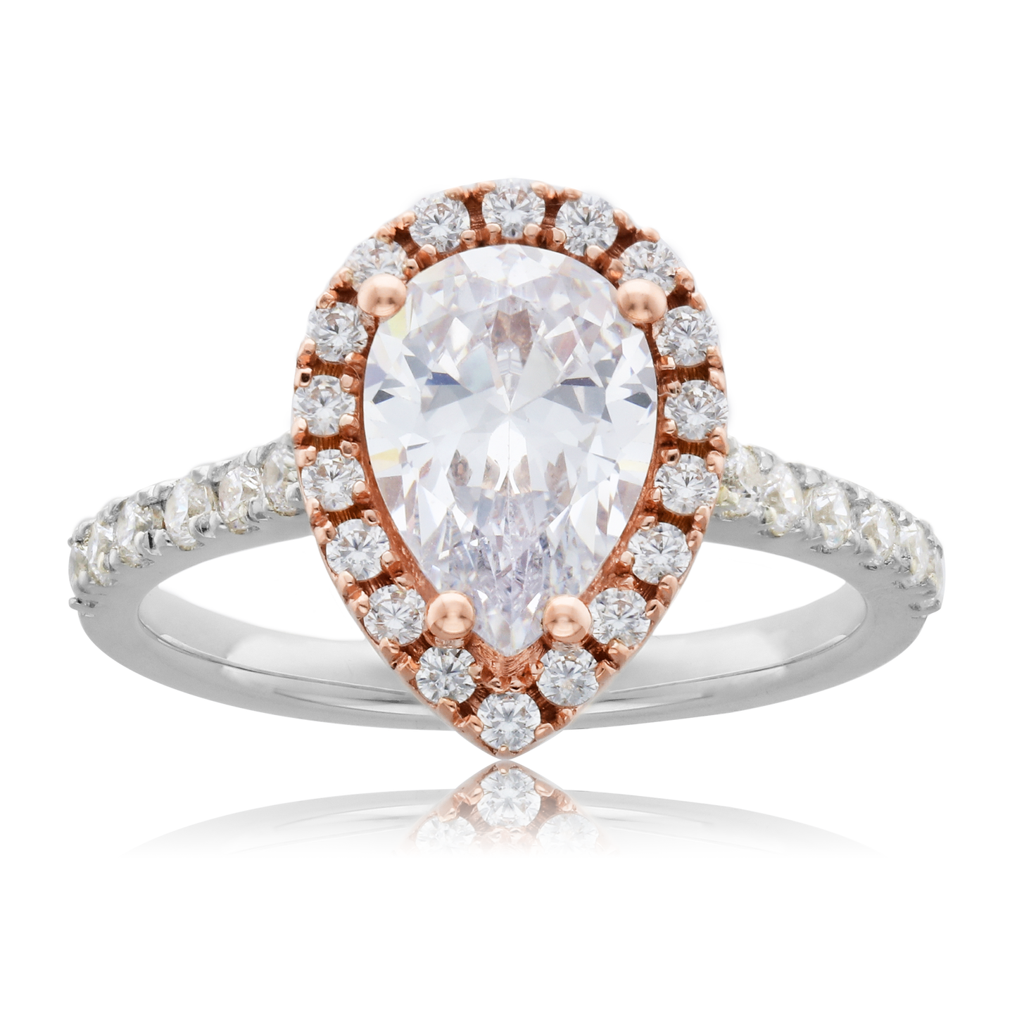 Pear 2.0ct Diamond Engagement Ring with Diamond Accents in Two Tone 9ct Gold