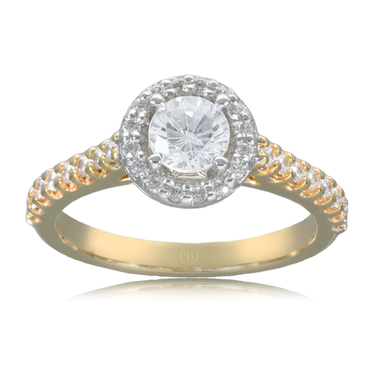 Round 0.50ct Diamond Engagement Ring with Diamond Accents in Two Tone 9ct Gold