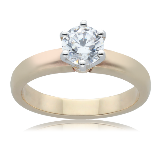 Round 0.75ct Diamond Engagement Ring in Two Tone 9ct Gold