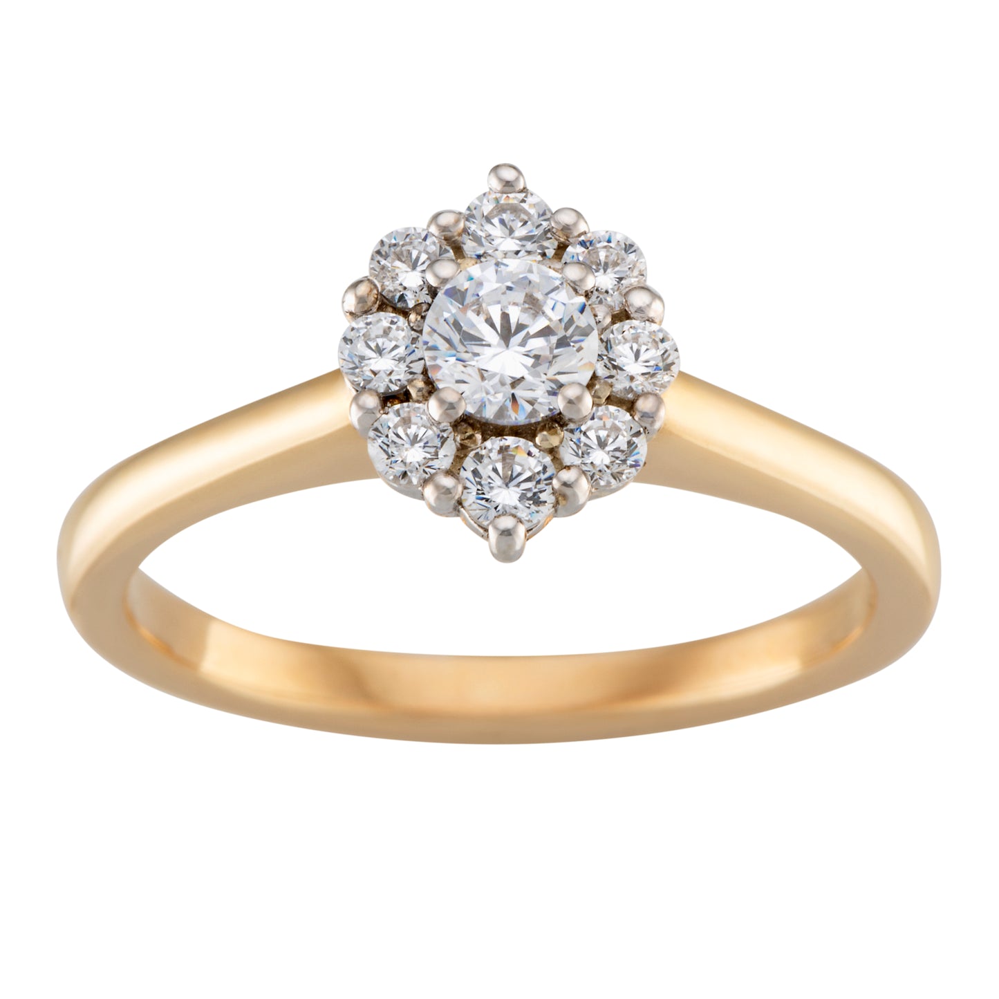 Round 0.25ct Diamond Engagement Ring with Diamond Accents in Two Tone 9ct Gold