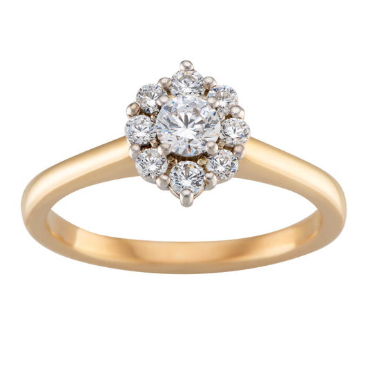 Round 0.25ct Diamond Engagement Ring with Diamond Accents in Two Tone 9ct Gold