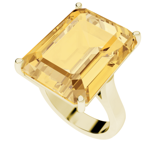 Emerald Cut Gemstone Ring in Yellow Gold