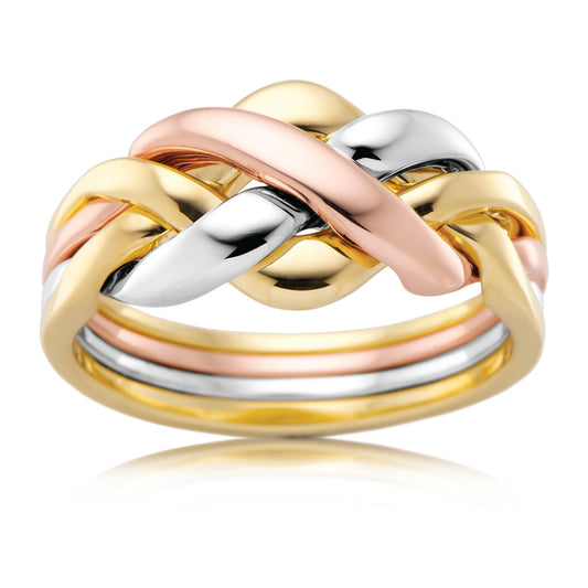 Three Tone Turkish Wedding Ring in Interwoven Gold, Ladies