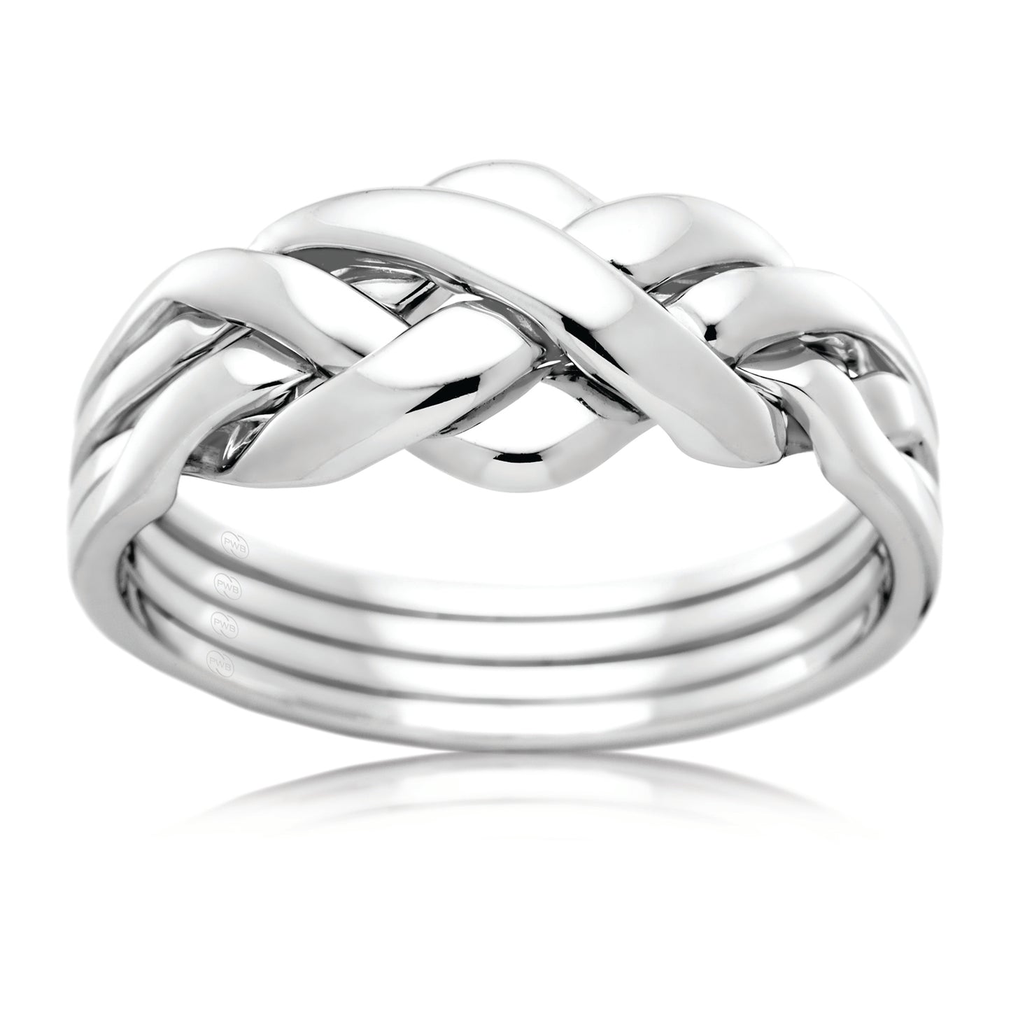 Turkish Interwoven Wedding Ring in White Gold, Gents