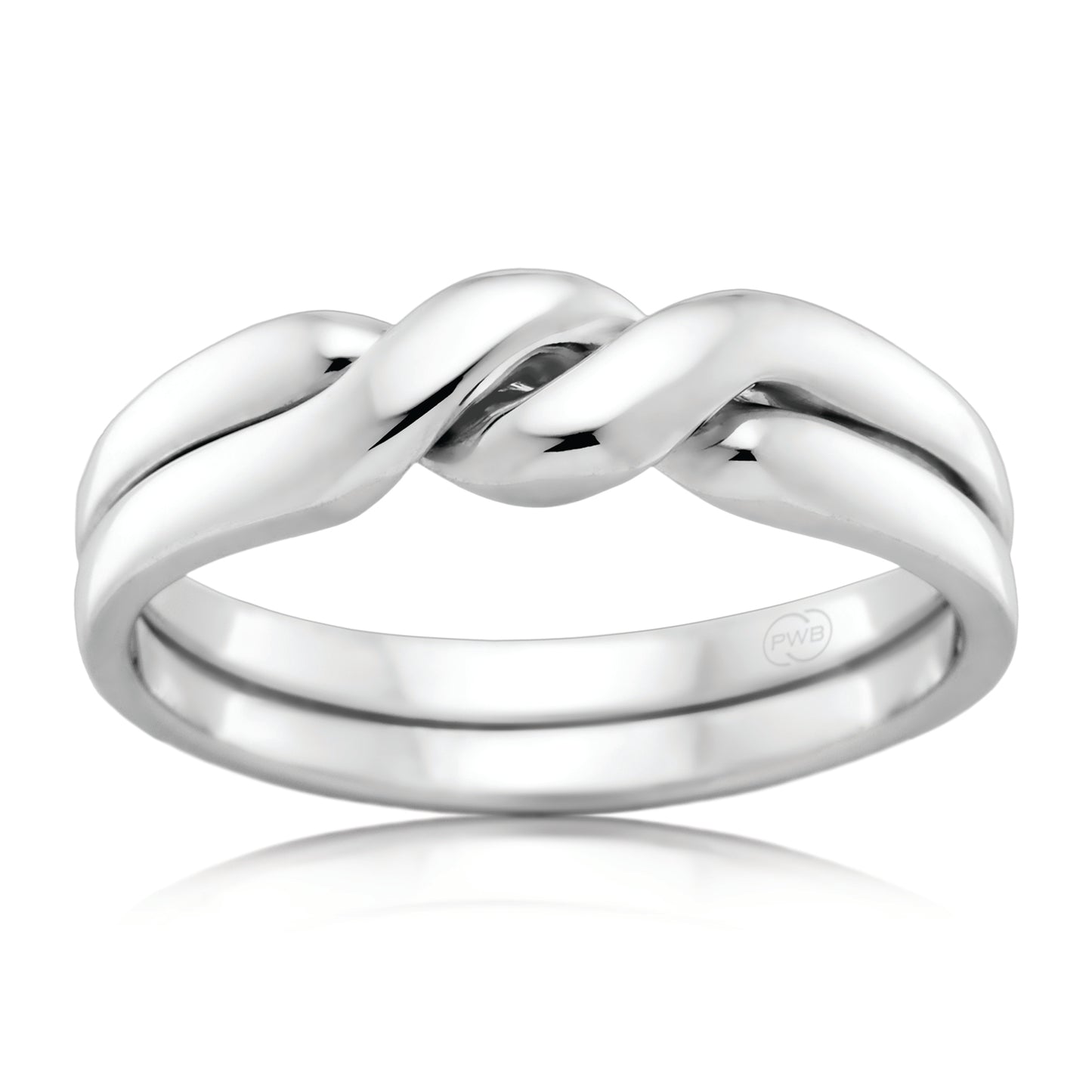 Twist Design Wedding Ring in White Gold, Ladies