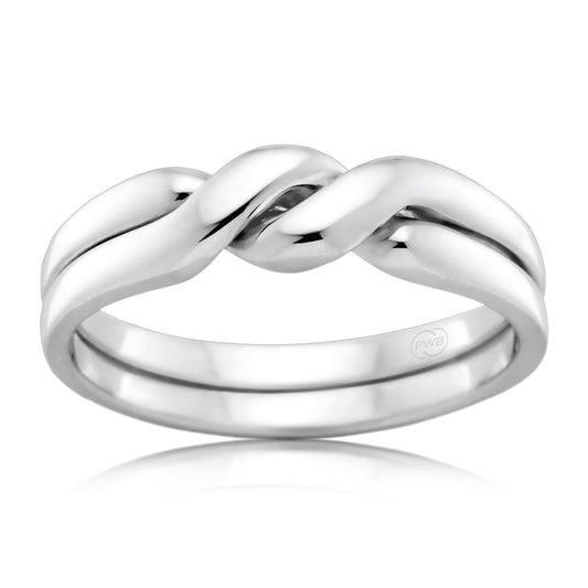 Twist Design Wedding Ring in White Gold, Ladies