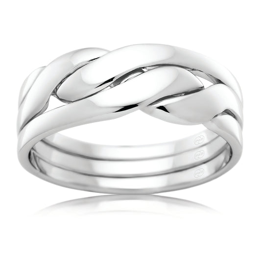 Cossack Wedding Ring in White Gold with Interwoven Design, Gents