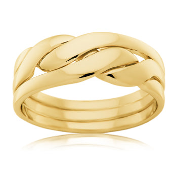 Cossack Wedding Ring in Yellow Gold with Interwoven Design, Ladies
