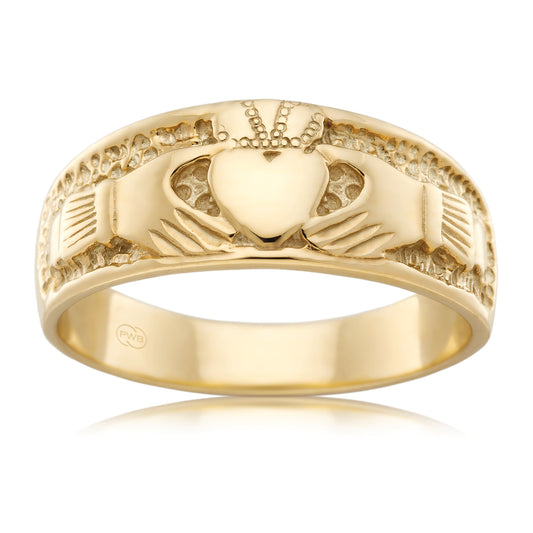 Celtic Irish Gold Ring, Classic Wedding Band