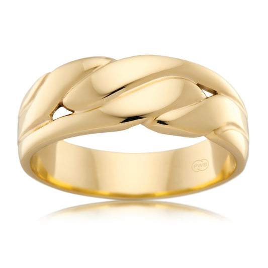 Knot Style Wedding Ring in Yellow Gold, Gents