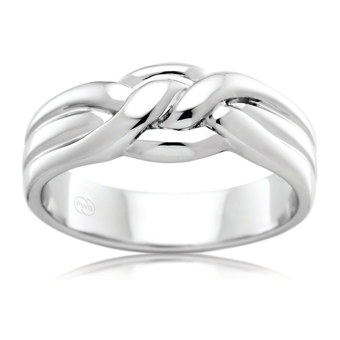 Bold Knot Wedding Ring in White Gold, Gents