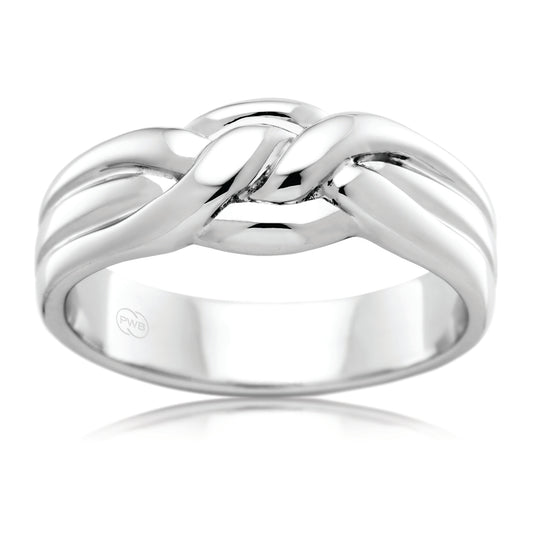 Bold Knot Wedding Ring in White Gold, Gents