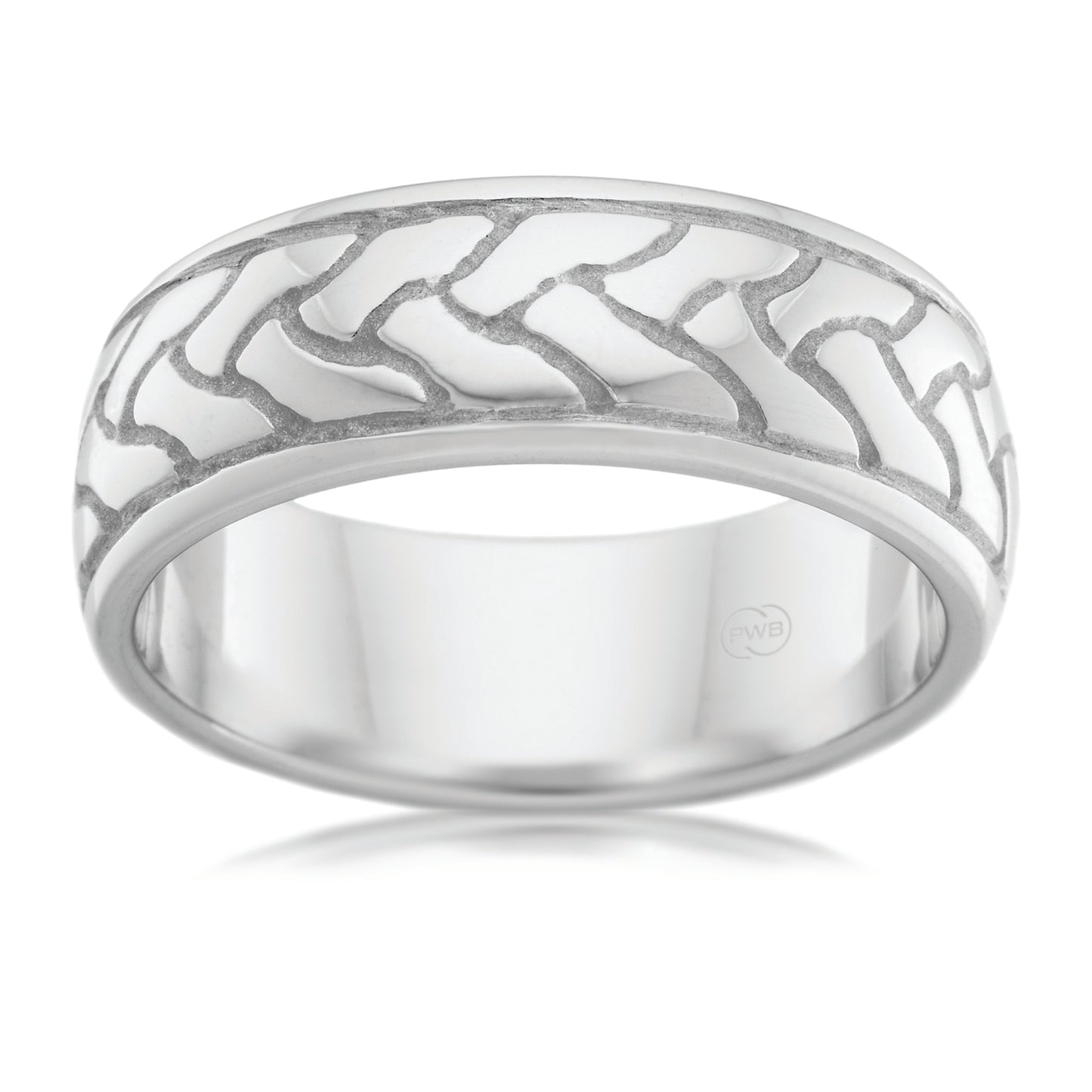 Celtic White Gold Ring, Sculpted Knot Band