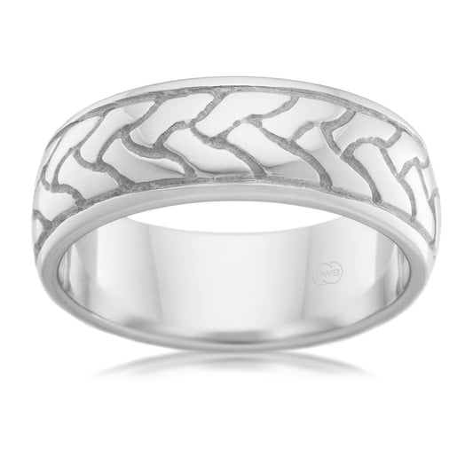 Celtic White Gold Ring, Sculpted Knot Band