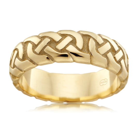 Celtic Yellow Gold Ring, Classic Knot Wedding Band